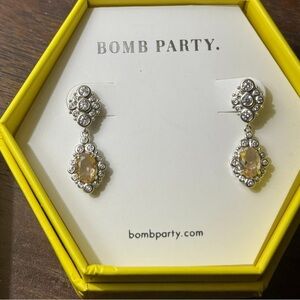Bomb Party Silver and Gold Gemstone Earrings